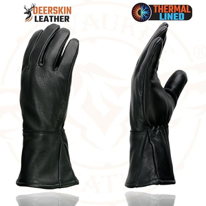 Gants de moto en cuir noir pour homme Samroz Sports avec écran tactile et lumière LED sur les doigts - Product Image 2