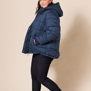 Hooded Collar Women's <b>Winter</b> Top Quality Bomber Puffer Jacket Printed Knitted Polyester Filled Casual Loose Fit Breathable Soft - Product Image 2