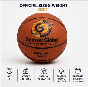 Ballon de basket officiel Ganvox Global Premium taille 7 en cuir PU résistant à l'eau - Product Image 3