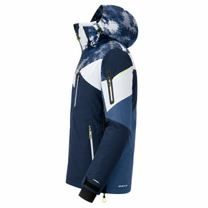 Men's Hooded Ski <b>Jacket</b> <b>Waterproof</b> 10,000mm for Power Stretch Sublimation Print Blue White Geometric Design - Product Image 2