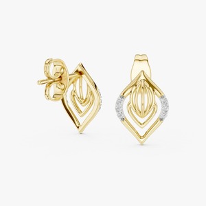 Pendientes de Diamantes Cultivados en Laboratorio de 0.06CT en Oro Amarillo de 9K al por Mayor, Motivo Geométrico, Joyería Fina, Fabricante OEM Personalizado - Product Image 4