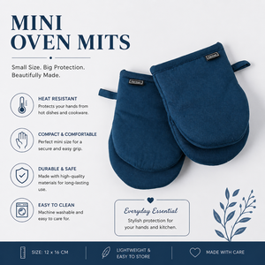Mini Oven Mitts Set 12x16 cm | Heat Resistant Kitchen Gloves Cotton <b>Pot</b> <b>Holders</b> for Baking Cooking BBQ Microwave & Hot Dishes - Product Image 5