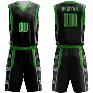 Uniformes de Baloncesto Deportivos con Impresión por Transferencia de Calor, Personalizados al por Mayor, Transpirables para Verano, 100% Poliéster, Cuello en V Ajustable - Product Image 1