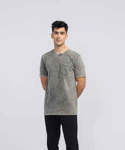 T-shirt Homme Vintage Gris Délavé Coupe Ample Coton Épais Style Décontracté Streetwear - Product Image 3