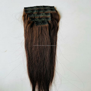 ผมต่อแบบคลิปต่อผมมนุษย์สีน้ำตาลเข้มขนาด24นิ้ว200ก. ชุดกิ๊บหนีบผมอินเดียแท้20คลิป - Product Image 3