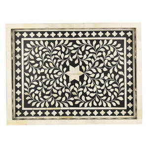 Bandeja con incrustaciones de hueso de madera clásica hecha a mano, bandeja de servicio de MDF de tamaño personalizado rectangular para el hogar, Hotel, restaurante, supermercado, venta al por mayor - Product Image 1