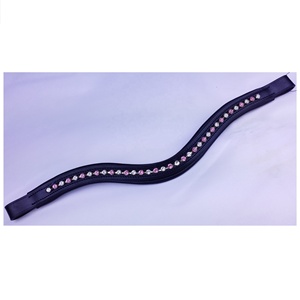 Banda para la frente con forma de onda de cristal, ostentosa banda de cuero para la frente, de cuero genuino, con diamantes de imitación - Product Image 1