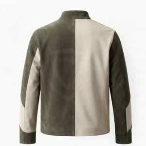 High Quality <b>Suede</b> <b>Leather</b> <b>Jacket</b> Featuring Modern Zip Front Design Comfortable Texture For Men Outdoor And Casual Clothing - Product Image 2