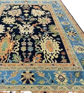 Alfombra de lana fina Oushak Tribal Oriental anudada a mano azul oscuro-Parte de EBay Set - Product Image 1