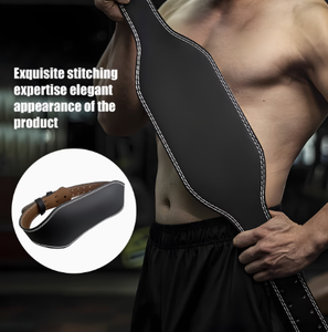Ceinture de musculation réglable en cuir PU PROFIT SPORT, design à double boucle, sangle cloutée, logo personnalisé, coutures noires et blanches - Product Image 3