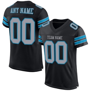 Venta al por Mayor Directa de Fábrica OMMIZ INDUSTRY, Jersey de Fútbol Americano Personalizado en Negro, Gris Claro y Azul Pantera, Auténtico - Product Image 1