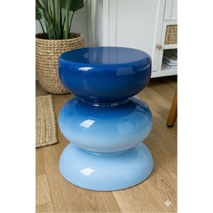 Modern Blue Ombre Glossy Finish <b>Stacked</b> Accent <b>Stool</b> Multi-Purpose Small Round Coffee Table Living Room Decor Wholesale Supplier - Product Image 1