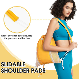 Custom Logo <b>Drawstring</b> <b>Backpack</b> With Mesh Side Pockets Front Zipper Pocket Waterproof Sports Gym Sack Bag Lightweight Polyester - Product Image 4