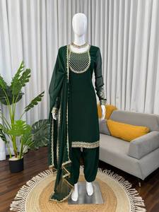TENNECY Elegante Sharara con Hilo de Georgette y Lentejuelas de 9mm, con Dupatta, Sin Arrugas y Elástico, Ideal para Bodas y Eventos Especiales - Product Image 3