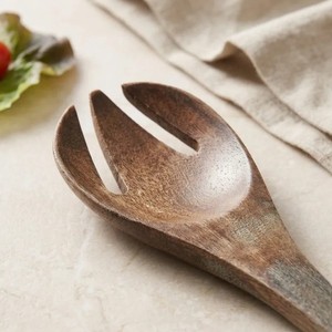 Wooden Salad Serving Spoon Set – Natural Wood <b>Fork</b> & Spoon Set for Kitchen, Dining & Eco-Friendly Tableware - Product Image 2