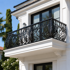 Balustrade de balcon en fer forgé noir de luxe, garde-corps décoratif en métal pour villa et terrasse, clôture de sécurité - Product Image 2