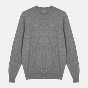 Suéter de Punto con Cuello Redondo, Color Gris Sólido, Manga Larga, Corte Regular, para Otoño, 100% Acrílico, Estilo Pullover, Producción Harry Johnson - Product Image 1