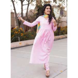 Ensemble de costume en crêpe rose Shabnam - Taille XS - Product Image 1