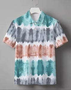 เสื้อโปโลแขนสั้นผู้ชาย พิมพ์ลายดิจิทัล ลายเพ้นท์มือ สไตล์ลำลอง ระบายอากาศได้ดี ผ้าฝ้ายป๊อปลิน ดีไซน์ทอ - Product Image 2
