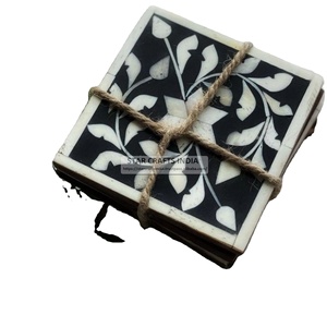 Factory Price 2026 Square Shape Bone Inlay with MOP High Quality Polished Custom Coasters Kitchen Supplies <b>Placemats</b> From SCI - Product Image 5