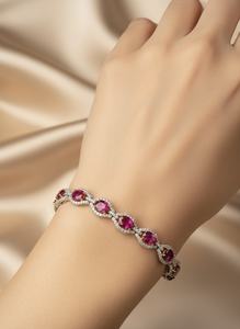 B2B 5.32ct Heated Burmese Oval Ruby Tennis <b>Bracelet</b> in Solid 18K <b>White</b> <b>Gold</b> Women's Luxury Jewelry for Wedding Party Gift - Product Image 2