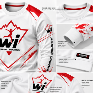 Warpro Industry Men's White Red Crew Neck Pullover Sweatshirt Regular Fit Knitted Sublimation Print Casual Autumn Wear - Product Image 4