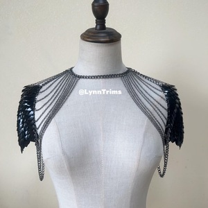 Hombreras de armadura de cadena de escamas de dragón, capas de cadena metálica, anillas metálicas, pieza para el cuello, disfraz de cosplay para festivales - Product Image 3
