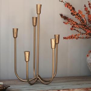 Vintage Cast Iron Candelabra 5/6 Arms Metal Taper Candle <b>Holder</b> <b>Black</b> Gold Table Centerpiece for Home Decor <b>Candlestick</b> Stand - Product Image 3