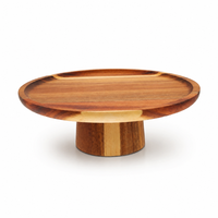 Support à gâteau en bois artisanal de qualité supérieure |   Plateau de présentation rond pour desserts, idéal pour mariages, fêtes, décoration de table à la maison, export