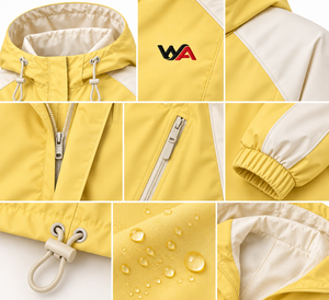 Chaqueta Cortavientos con Capucha para Mujer, Color Amarillo Pastel Crema, con Solapa Protectora y Mangas Curvas, Modelo 2026, Superventas, Fabricación OEM B2B - Product Image 6