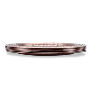 Assiette de présentation vintage en cuivre, design luxueux, finition antique, bordure embossée, assiette décorative pour dîner. - Product Image 6