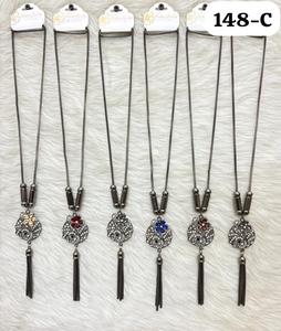 PingBling Collier long premium en métal canon de fusil avec pendentif plume de paon étincelante, fleur en cristal colorée, chaîne élégante pour femme, noir - Product Image 1