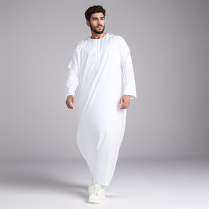Men Black Polyester Thobe Long Sleeve Ankle Length Sweetheart Neckline Embroidered Breathable Casual Daily Wear Eid Party - Product Image 4