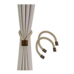 Rope Curtain Ticback Wood Tip Design With Magnetics <b>Tieback</b> Crafts Top Quality Handicrafts Rope Ticback - Product Image 1
