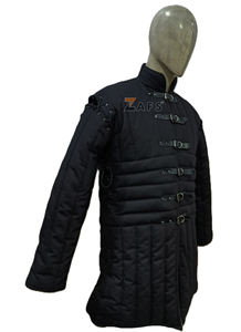 Gambesón Medieval de Manga Larga, Acolchado Grueso de Algodón, Hecho a Mano, Disfraz Unisex para Adultos, Frente Abierto, Color Negro, Armadura de Caballero - Product Image 3