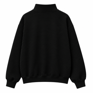 Sudadera a Rayas con Cuello Alto para Mujer, Fabricante de Ropa con Etiqueta Privada Personalizada - Product Image 2