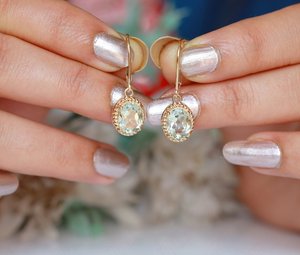 Pendientes Colgantes de Amatista Verde de 3.35Ct, Plata de Ley 925, Chapados en Oro Amarillo de 14K, Joyería Art Deco para Mujer - Product Image 5