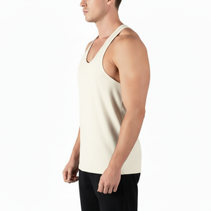 เสื้อกล้ามกีฬาผู้ชาย น้ำหนักเบา สำหรับฝึกซ้อม รับผลิตแบบ OEM เสื้อกล้ามคอกลมถักสีพื้นสำหรับผู้ชาย - Product Image 2