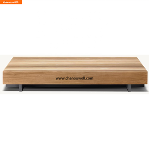 Ensemble de canapés modulaires <span class=keywords><strong>en</strong></span> <span class=keywords><strong>teck</strong></span> avec table d'appoint, imperméable, lavable, moderne, rangées de lattes parallèles, lignes nettes, durabilité naturelle - Product Image 5