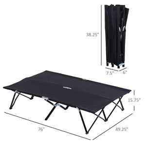 Lettino da campeggio pieghevole per 2 persone, per adulti, extra largo da 50 pollici, portatile, per esterni, con borsa per il trasporto, design rialzato - Product Image 3