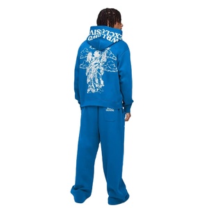 Conjunto de chándal con cremallera y sudadera para hombre, chándal personalizado de retazos de algodón y poliéster para hombre - Product Image 5