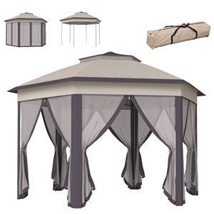 13 X 13 Hexagonal Pop-Up Gazebo Canopy 6 Zippered <b>Mesh</b> <b>Netting</b> for Patio Backyard Garden Wedding & Party Use - Product Image 1