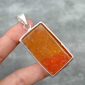 Colgante de Ámbar Báltico en Plata de Ley 925, Collar de Piedras Preciosas Hecho a Mano, Conjunto de Joyería Fina, Regalo para Ella en Fiesta de Compromiso - Product Image 2