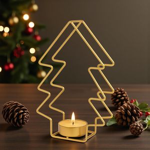Porte-bougies en métal doré en forme d'étoile de Noël, modernes, écologiques, durables et décoratifs pour la table des fêtes - Product Image 5