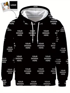 Customized Photo/Logo Men's Fleece Pullover Hoodie Full-Body Printed Cartoon Pattern Eco-Friendly Multi-Color Options Soft - Product Image 2