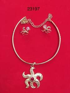 MOLL JEWELLERS Ensemble Collier et Boucles d'Oreilles Floraux Tendance en Alliage de Zinc Plaqué Or 24K avec Zircon, Cadeau de Mariage pour Femme - Troisième Partie 0.3m - Product Image 4