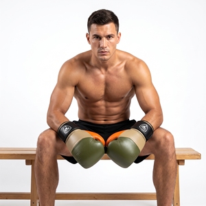 Gants de boxe en cuir orange olive Dumela 16 oz, équipement d'entraînement professionnel avec logo - Product Image 2