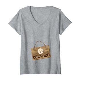 Camiseta holgada personalizada con cuello en V y dobladillo curvo para mujer, de tela de LICRA de bambú de gran calidad, camiseta unisex con estampado personalizado - Product Image 3