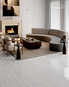 Azulejos de Porcelana Pulida con Aspecto de Ónix de 60x120cm, Color Gris Madera Alvira, Acabado Brillante, Calidad Premium, Azulejos de 600x1200mm para Dormitorio - Product Image 3