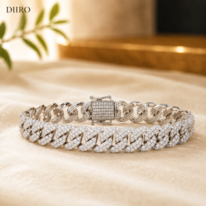 High Quality Cuban 925 Silver Round Diamond Hip Hop Jewelry Iced Out Moissanite Link Chain Bracelet for <b>Men</b> Gift - Product Image 5